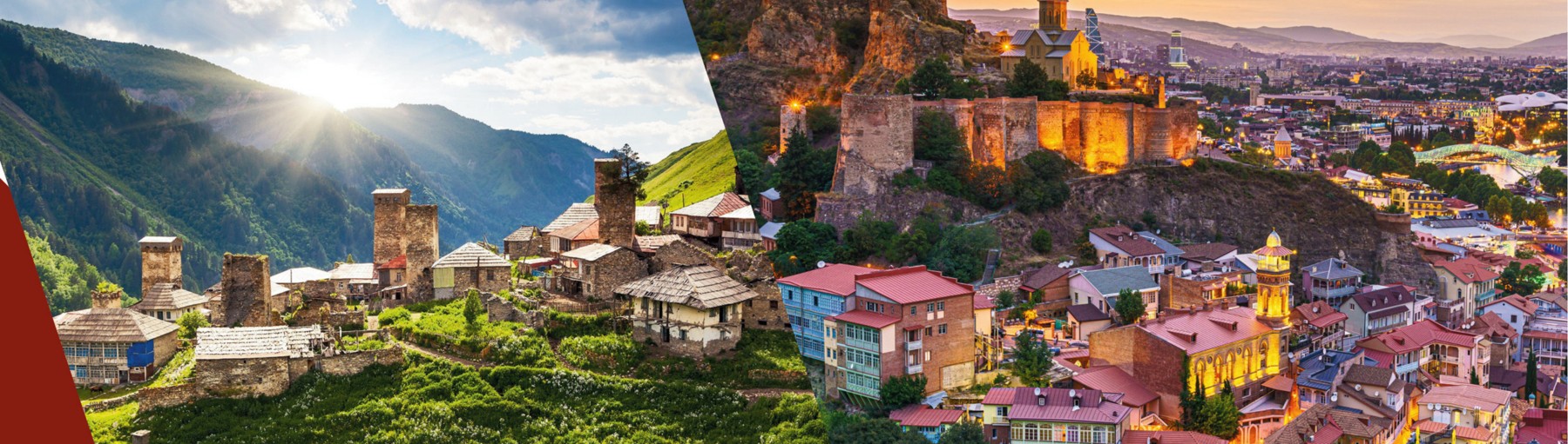 Georgia mountain and Tbilisi city landscape